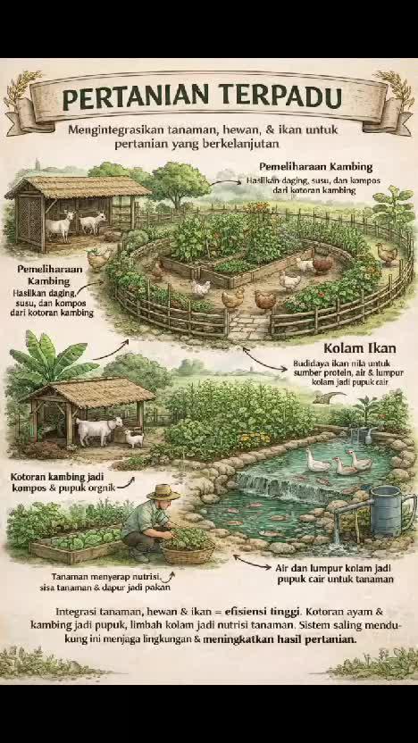 PERTANIAN TERPADU: Satu Lahan, Beragam Manfaat untuk Pertanian Berkelanjutan
 
Pertanian tidak harus selalu mengandalkan lahan luas 
 #Berke