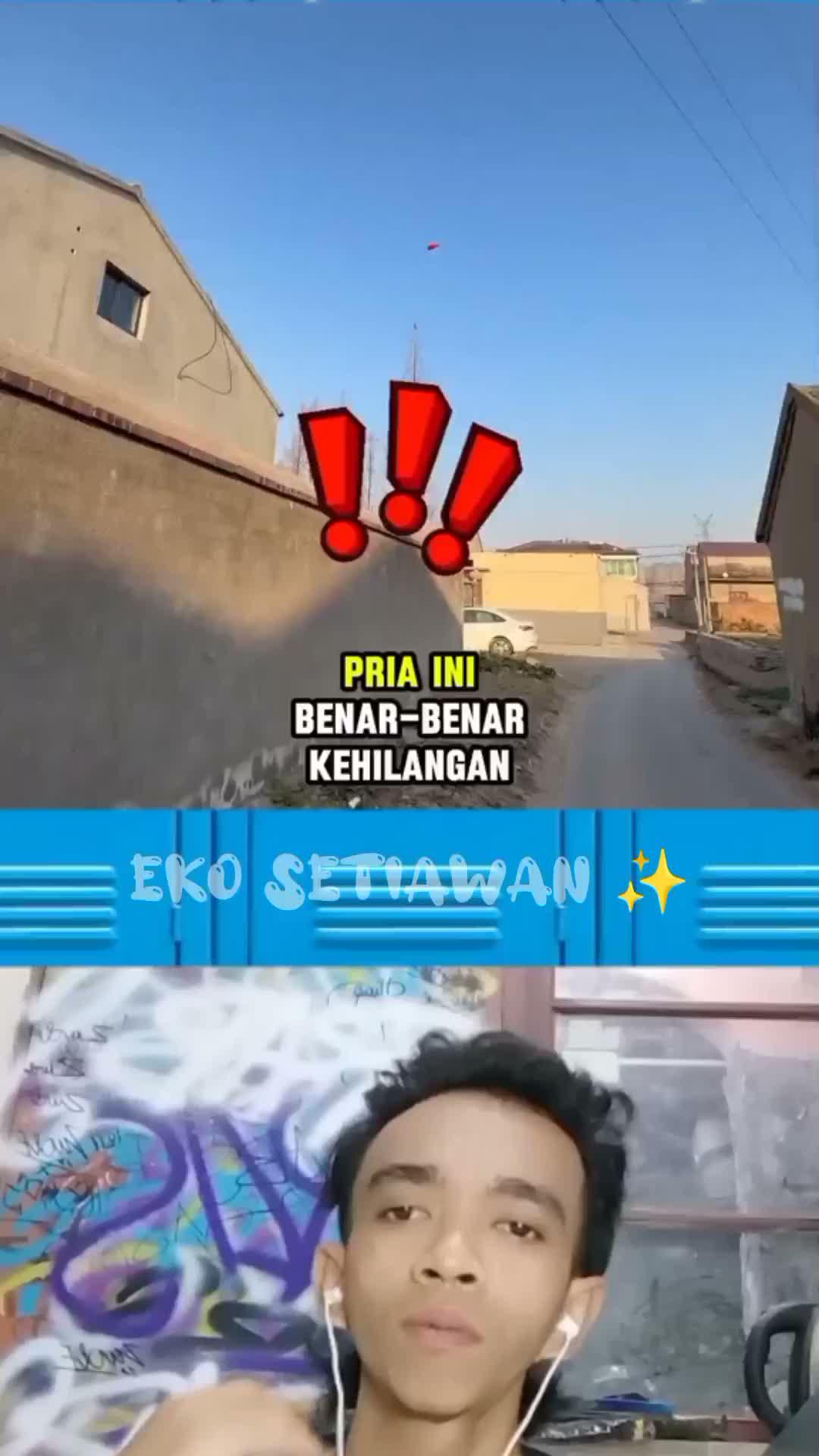 seorang pria kebingungan karena melihat kucing di atas pohon yang sangat tinggi 😱