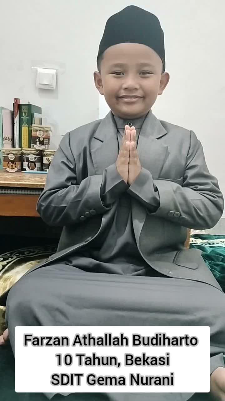 HAFIZ2027_FARZAN ATHALLAH BUDIHARTO_BEKASI (JAWA BARAT)_10 TAHUN_ 8 JUZ (Juz 30, Juz 29, Juz 28, Juz 27, Juz 26, Juz 1, Juz 2, Juz 3).
 #rct